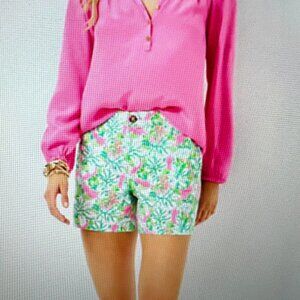 NWT Lilly Pulitzer Gretchen Shorts Botanical Green Just Wing It 4